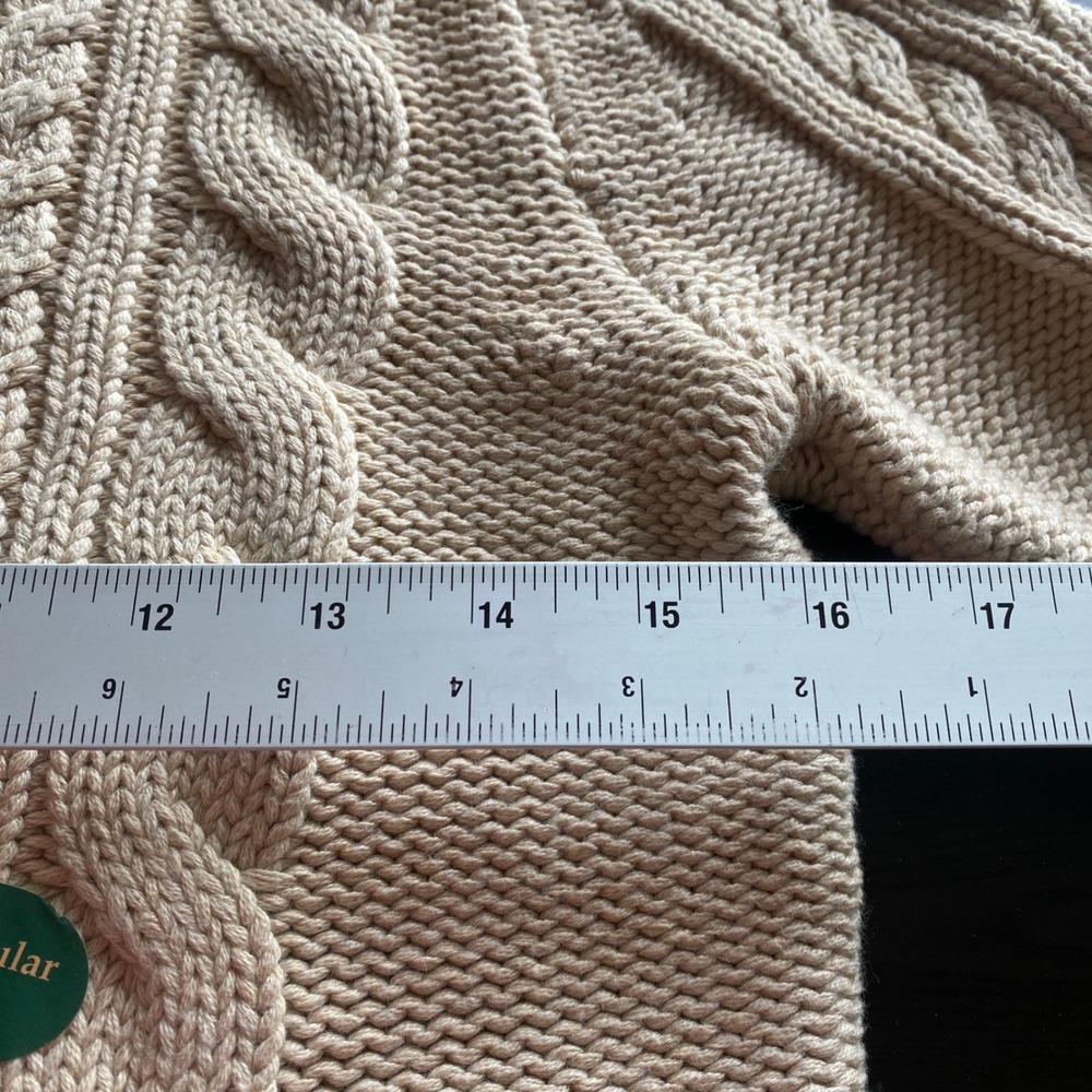 LL Bean Small Heritage Cable Knit Sweater 100% Cotton Cream Beige 517898 Womens - Picture 5 of 6